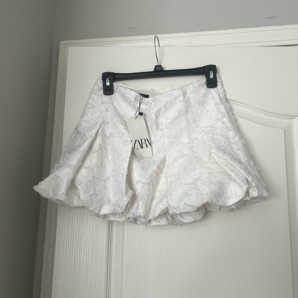 Zara Cream Textured Women's Bubble Skirt